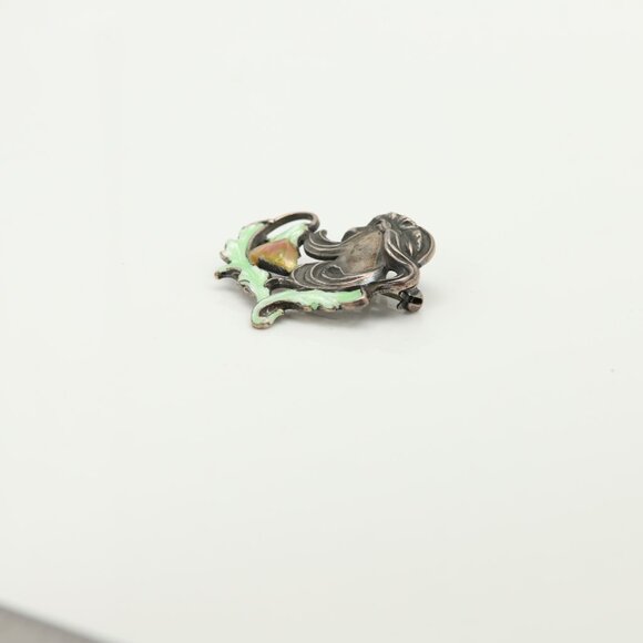 Lady Enamel Brooch Pin Sterling Silver 925 Fairy Lady Pin Pendant - Picture 9 of 10